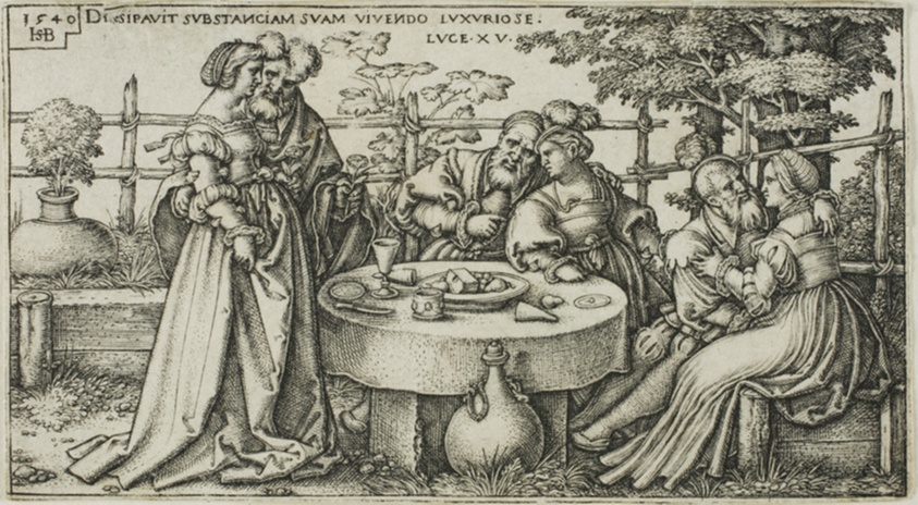 The Prodigal Son Wasting his Fortune, plate two from The History of the Prodigal Son