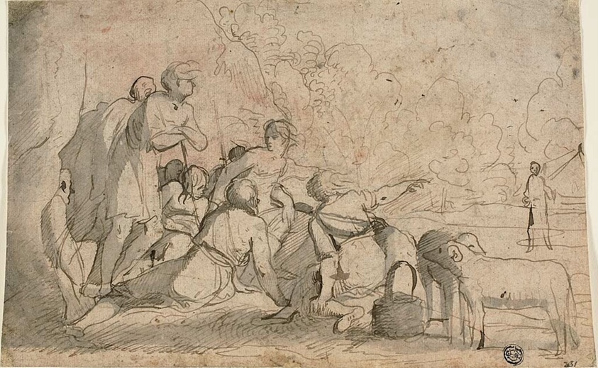 Group of Shepherds and a Ram