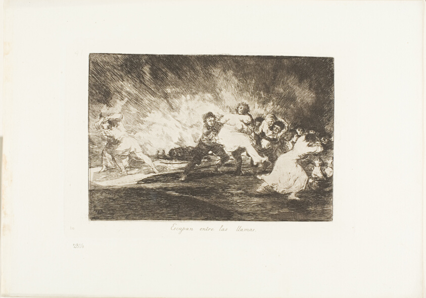 They Escape through the Flames, plate 41 from The Disasters of War