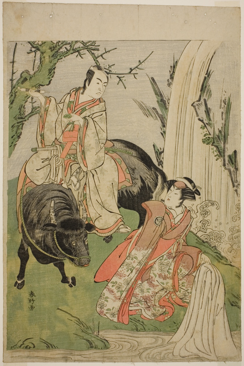 The Actors Segawa Kikunojo III as Princess Hatsune (Hatsune Hime) (right), and Ichikawa Monnosuke II as Miyukinosuke Yukinari, in the Play Otokoyama Furisode Genji, Performed at the Kiri Theater in the Eleventh Month, 1785