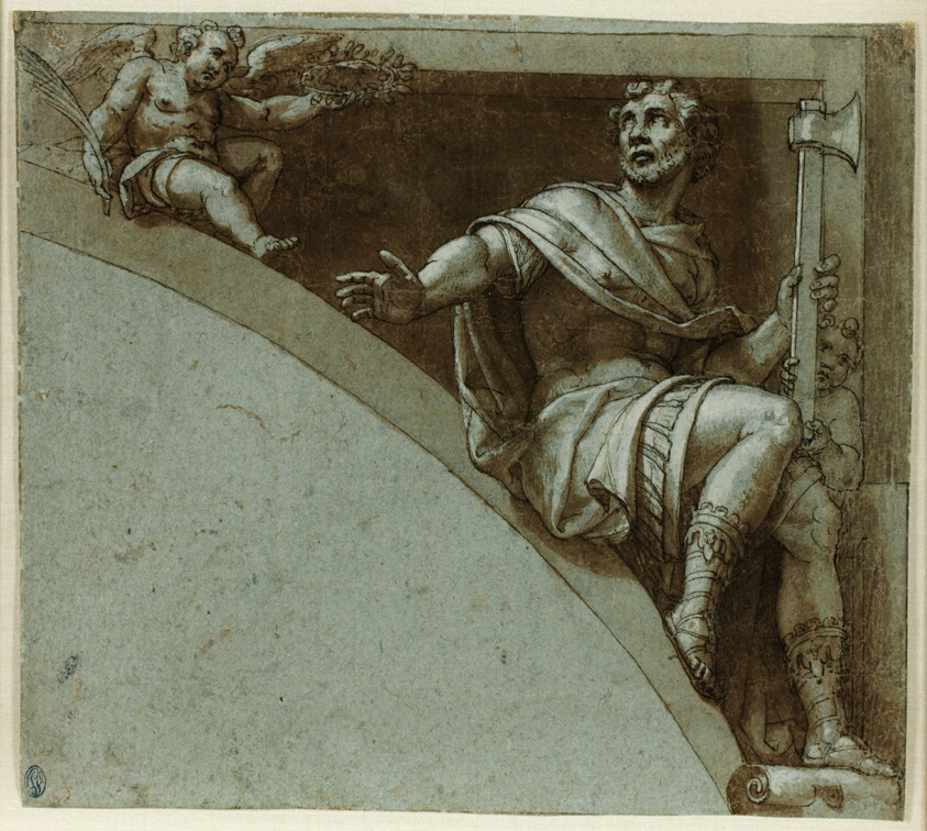 Design for a Spandrel: A Roman Martyr and Two Putti–Saint Jude the Apostle