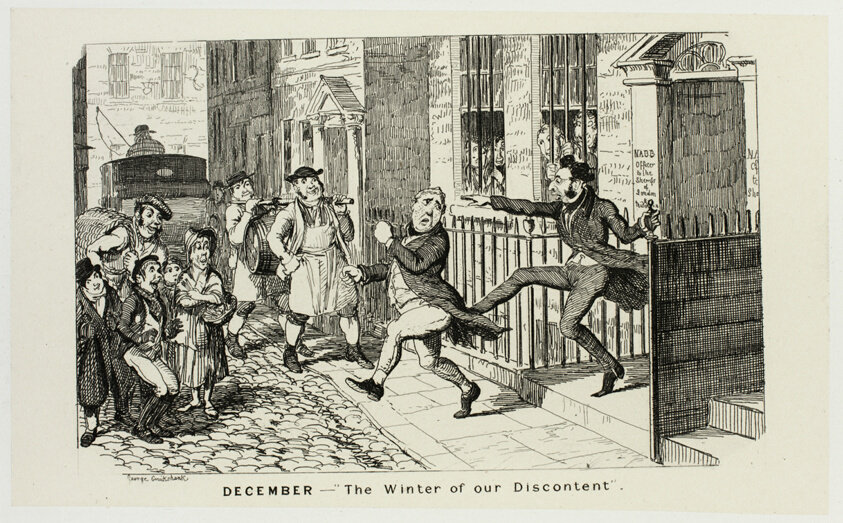 December - "The Winter of Our Discontent" from George Cruikshank's Steel Etchings to The Comic Almanacks: 1835-1853