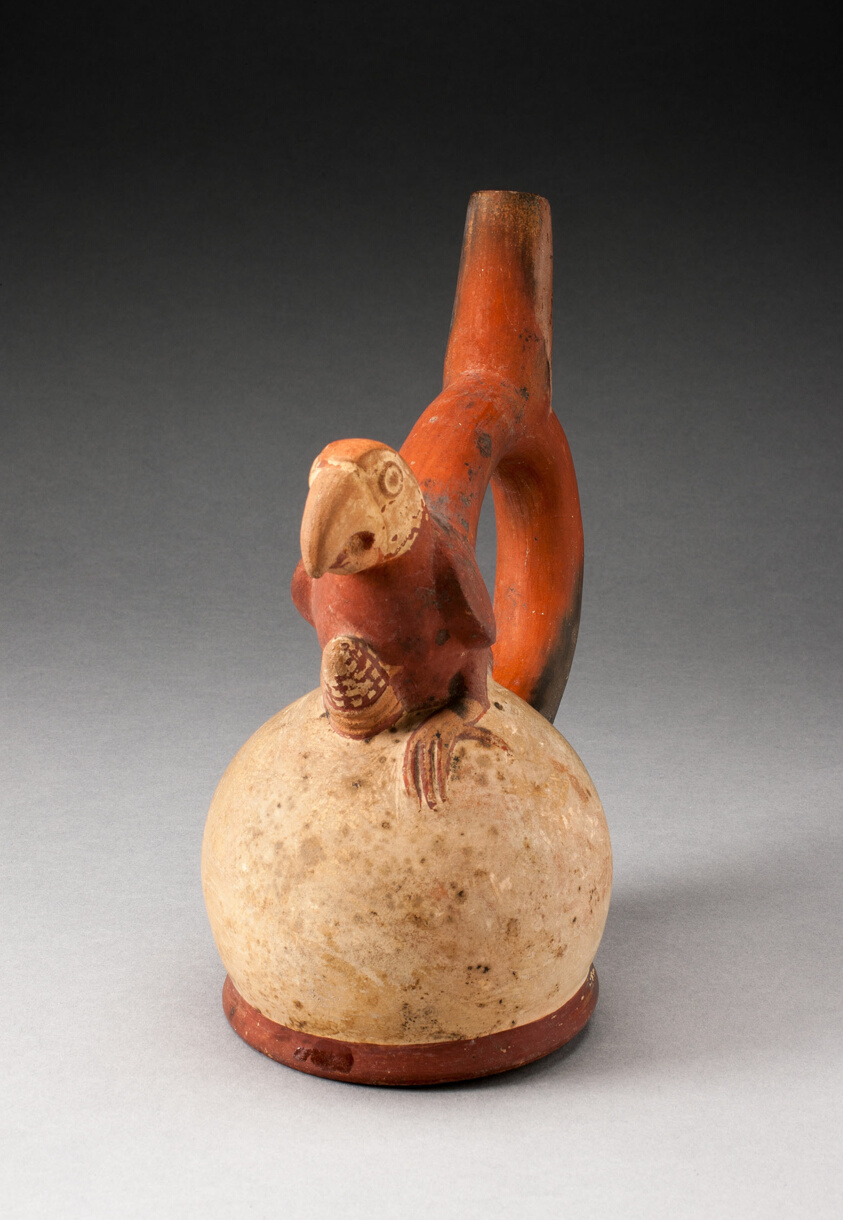 Handle Spout Vessel with Parrot Grasping Maize
