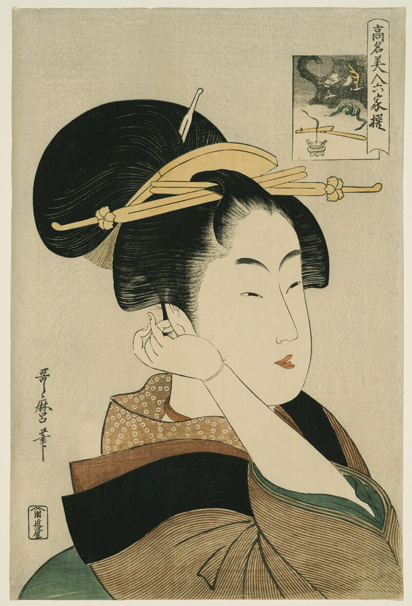 Tatsumi Roko, from the series “Renowned Beauties Likened to the Six Immortal Poets" ("Komei bijin rokkasen")