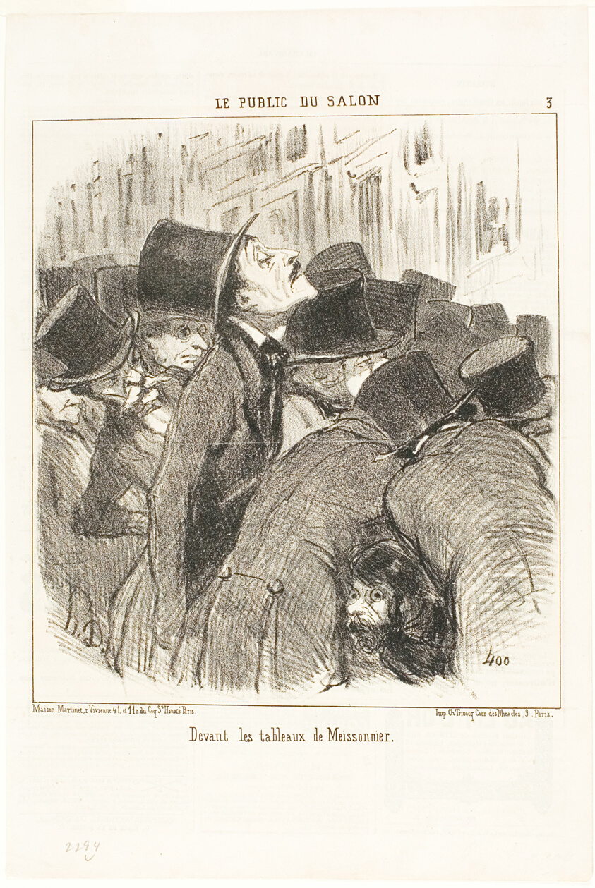 In front of Meissonnier's paintings, plate 3 from Le Public Du Salon
