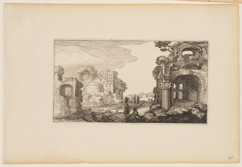 Path between Roman Ruins, from Twelve landscapes with Figures