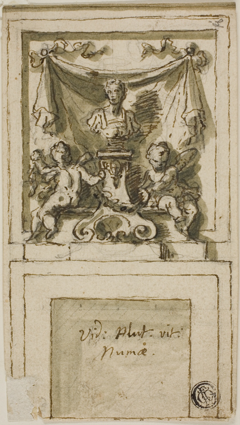 Design for the Overmantel of a Chimneypiece with Bust of Pompilius Numa