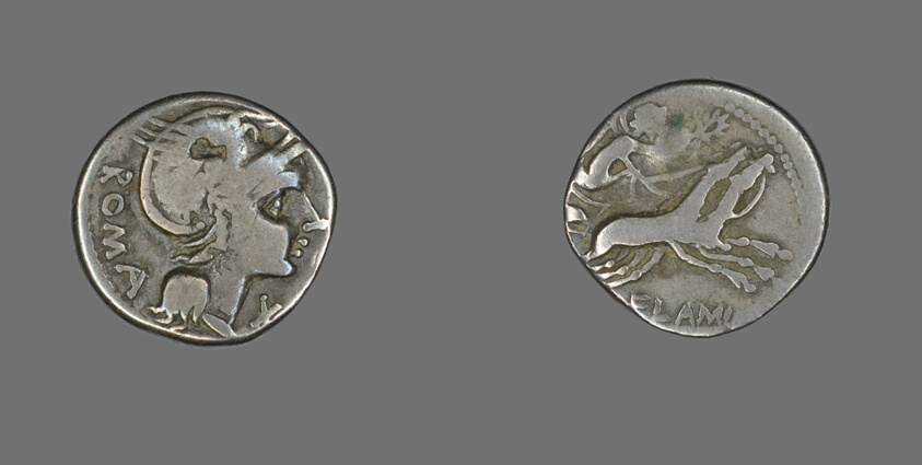 Denarius (Coin) Depicting the Goddess Roma