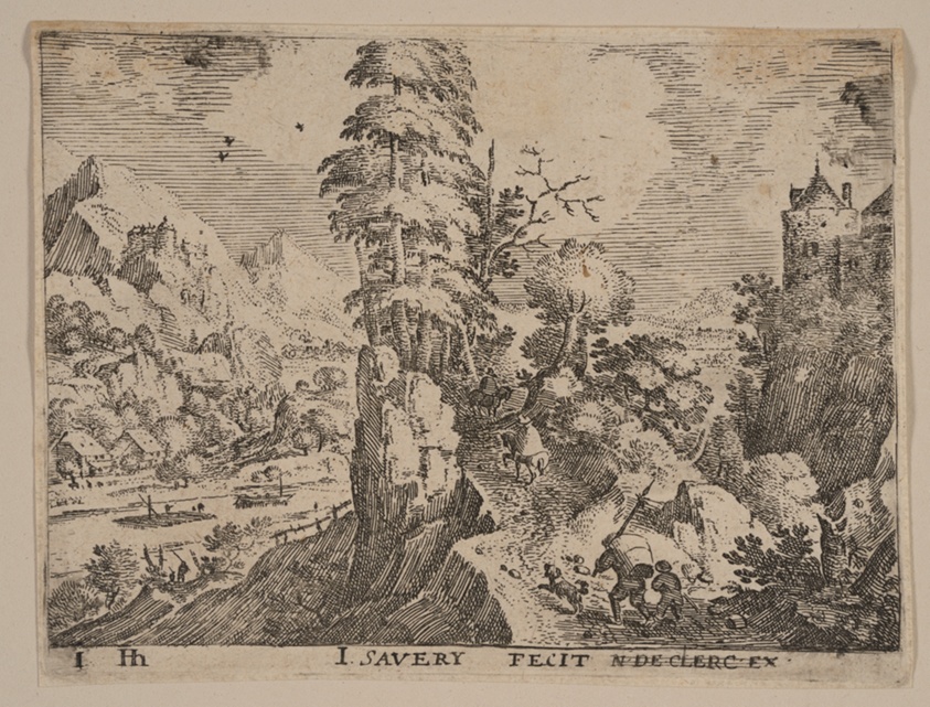Path with Travelers to right of River, from Landscapes