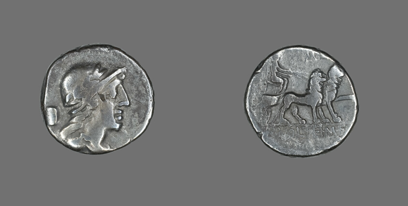 Denarius (Coin) Depicting a Helmeted Head of Attis