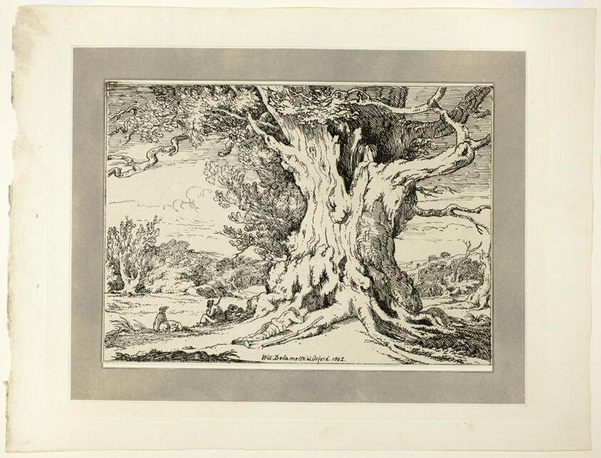 Resting, Men and Dogs Under a Big Tree, from the first issue of Specimens of Polyautography