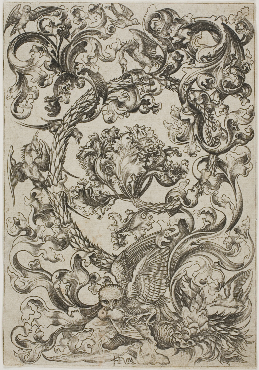 Ornament with Owl Mocked by Day Birds