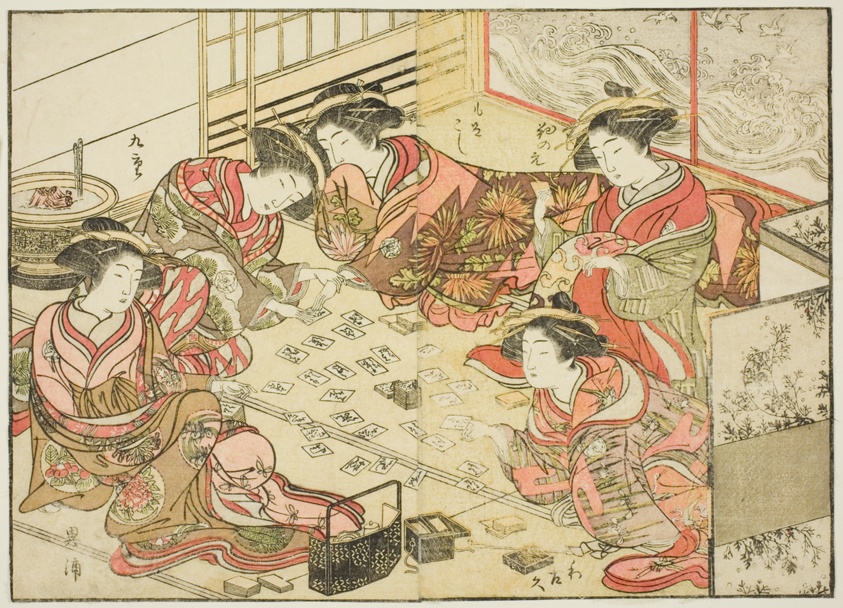 Courtesans of the Echizenya, from the book "Mirror of Beautiful Women of the Pleasure Quarters (Seiro bijin awase sugata kagami)," vol. 2