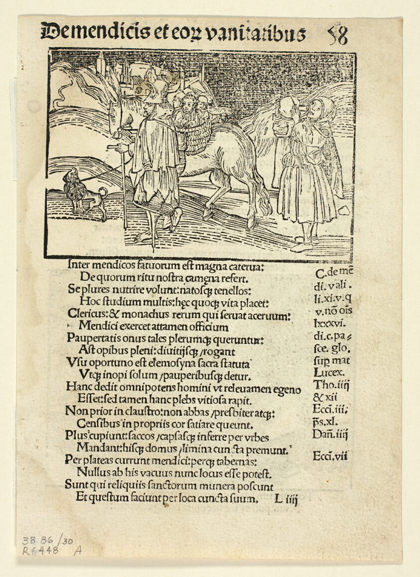 Beggars and Their Vanities (recto) and Of Irate Women (verso) from Navis Stultifera (Ship of Fools), Plate 30 from Woodcuts from Books of the 15th Century