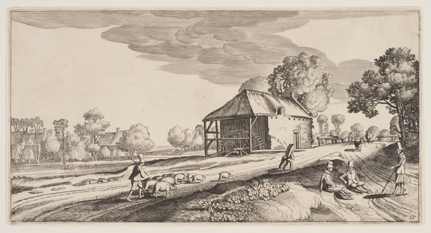 Crossroad Near a Water-Mill, from Landscapes (Playsante Lantschappen)