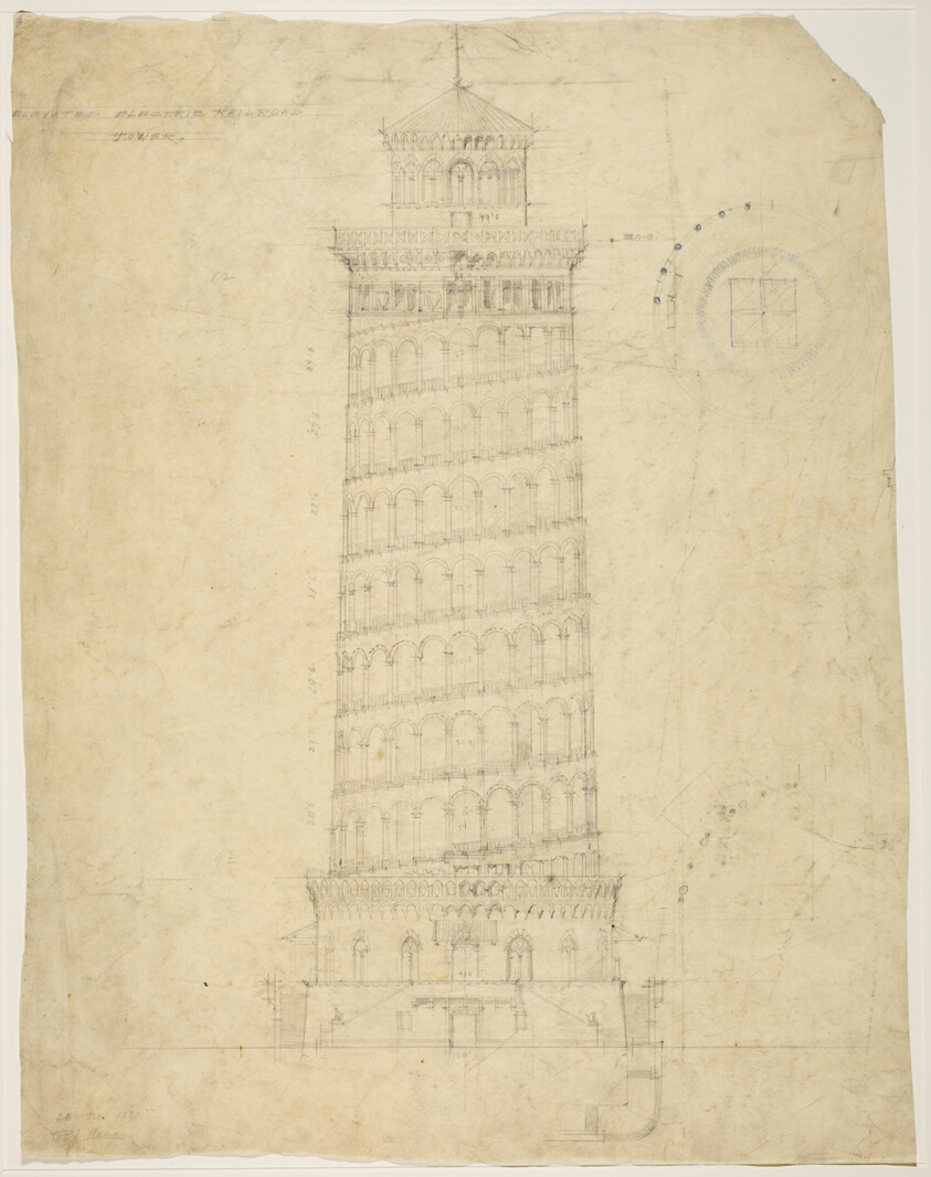 World's Columbian Exposition Elevated Electric Railroad Tower, Chicago, Illinois, Elevation