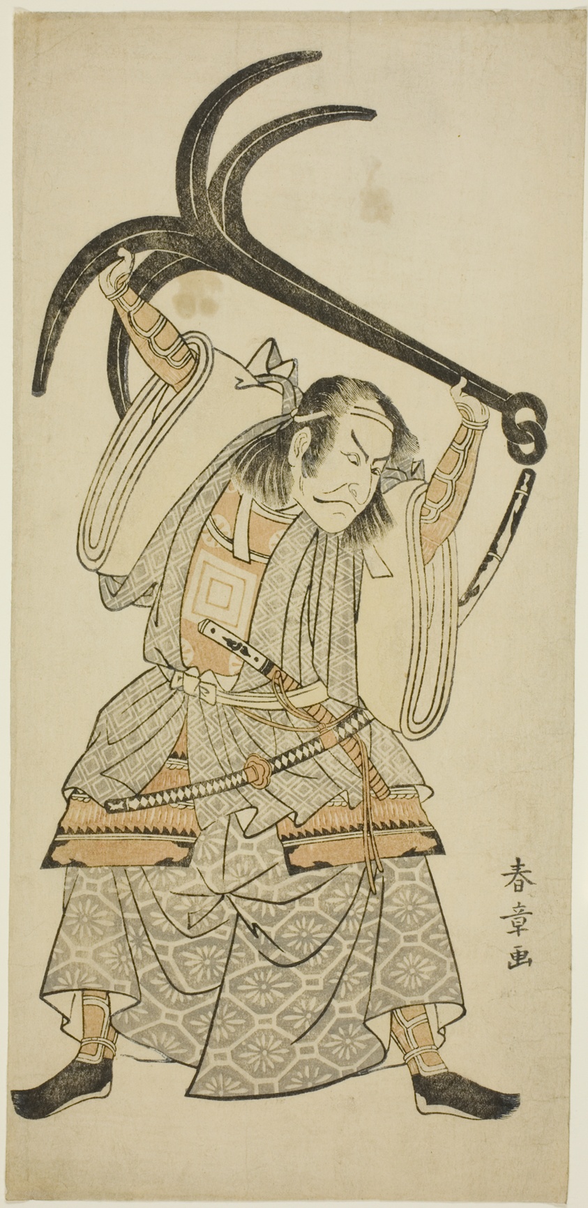 Actor Ichikawa Danjûrô IV as Taira no Tomomori Disguised as Tokaiya Gimpei in “Yoshitsune’s Thousand Cherry Trees” (“Yoshitsune sembon-zakura”)