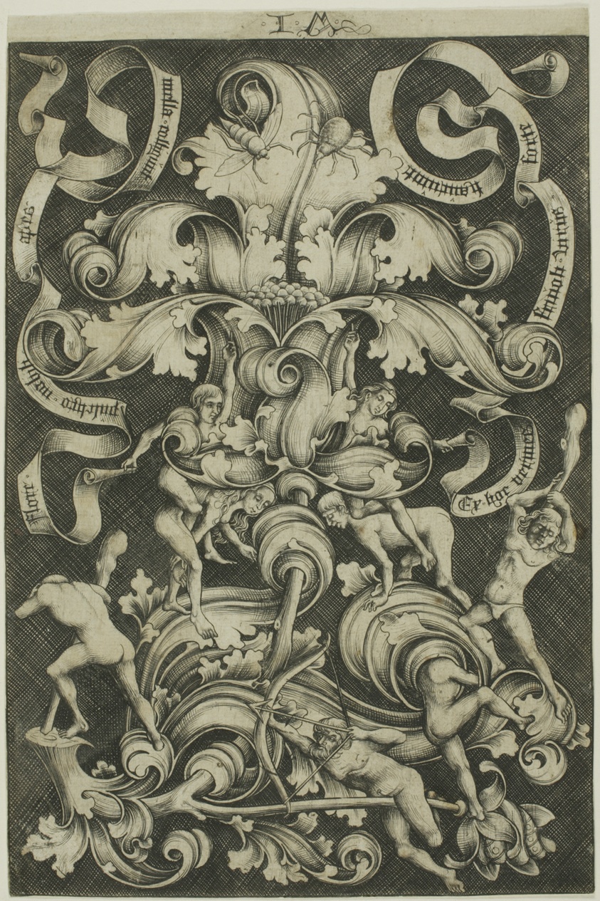 Ornament With Flower and Eight Wild Folk