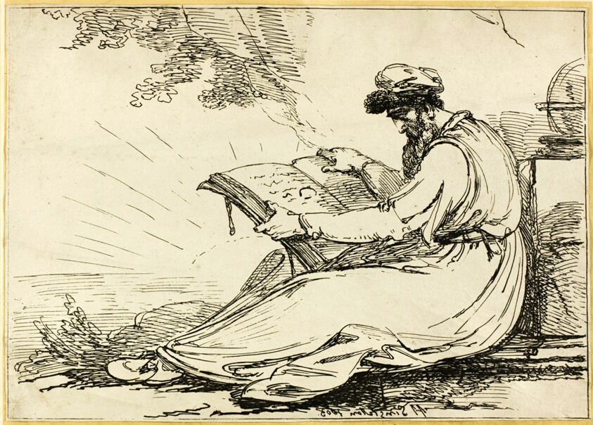 Oriental with a Beard, Reading a Book