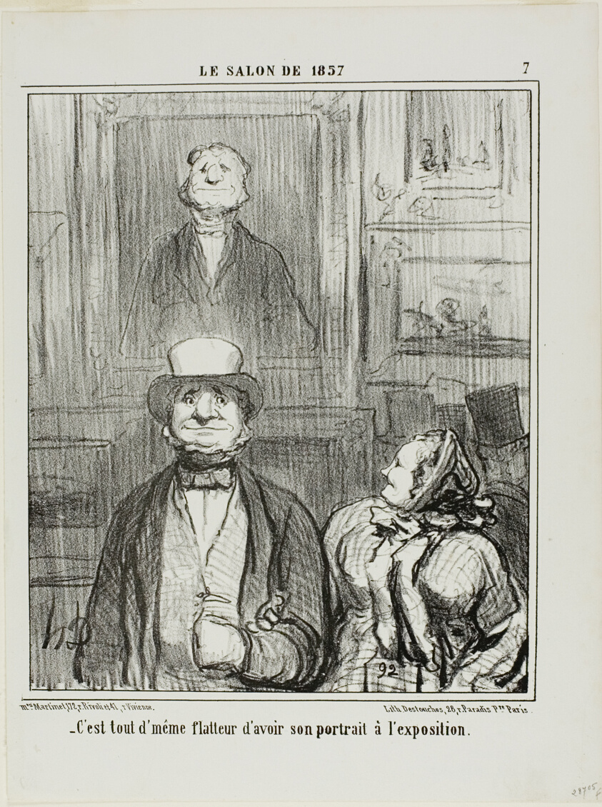 “- It's really quite flattering to have one's portrait exhibited at the Salon,” plate 7 from Le Salon de 1857