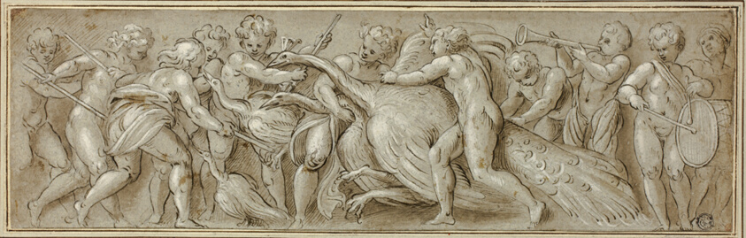 Putti with Peacocks and Musical Instruments