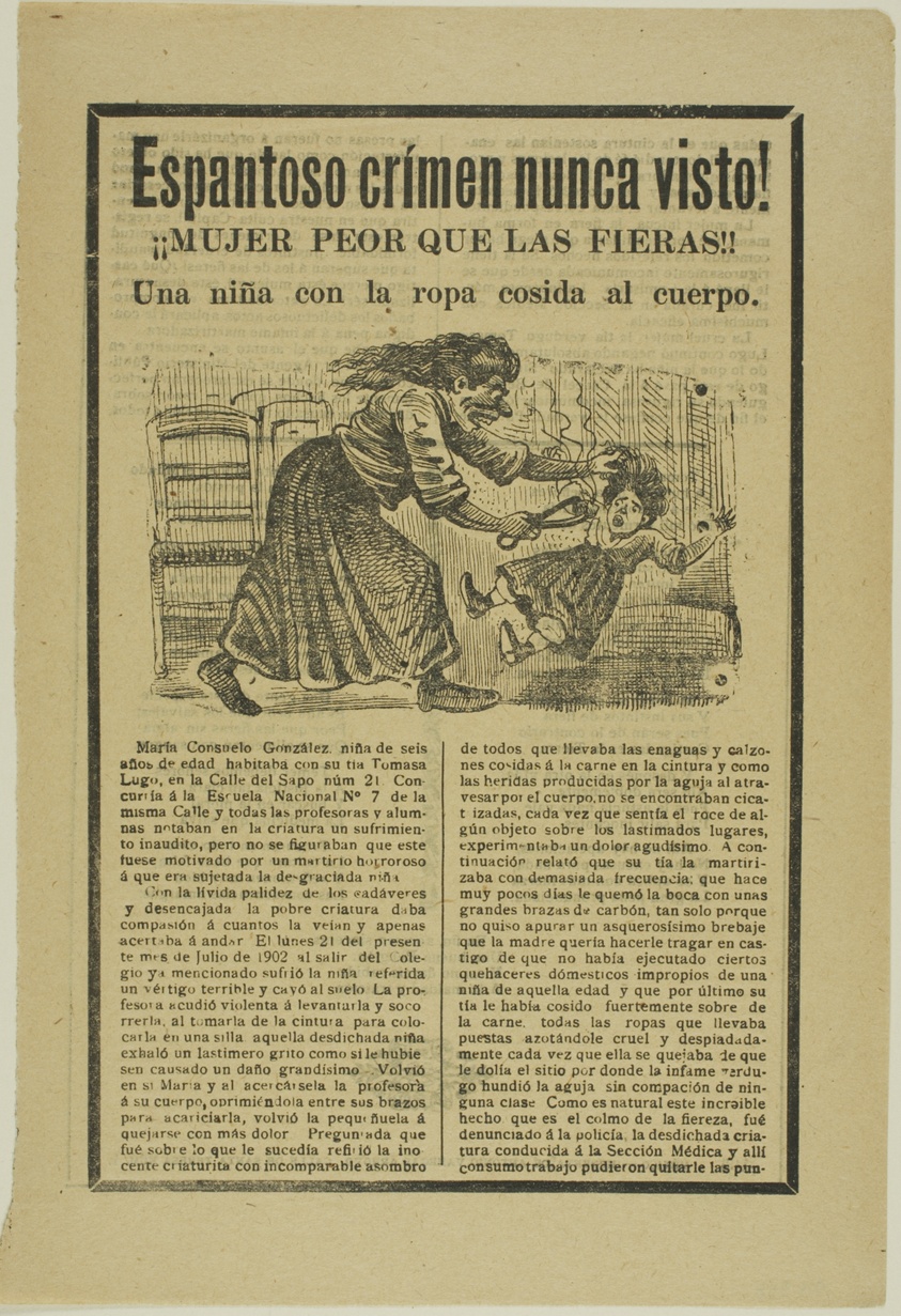 Terrible Crime Never Before Seen! Woman worse than the wild beasts!! A little girl with clothing sewn to her body