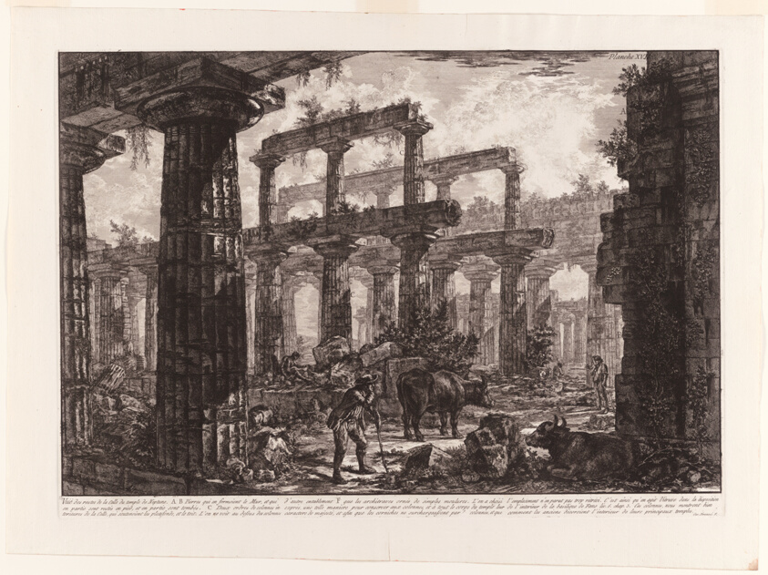 View of the Remains of the Cella of the Temple of Neptune, from Different views of Paestum