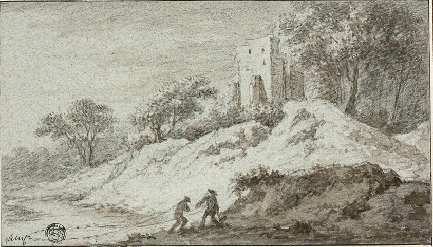 Landscape with Two Figures and Castle on Hill