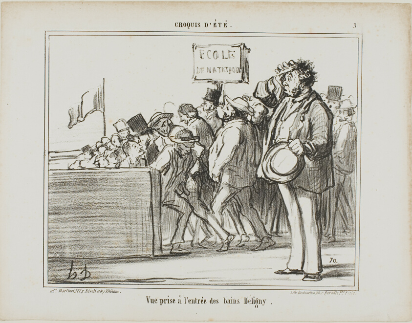 Entrance to the public baths at Deligny, plate 3 from Croquis D'été