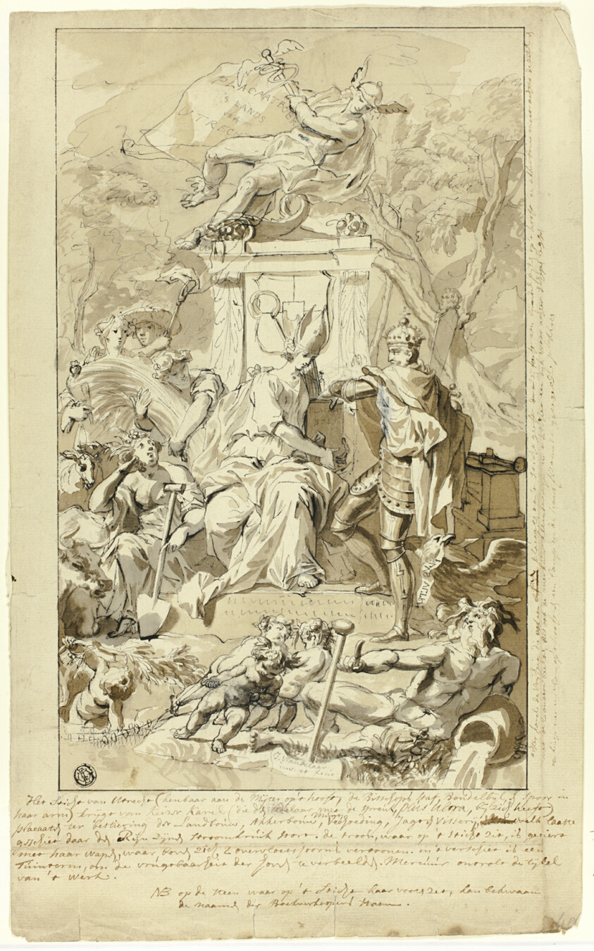 Design for Title Page of the Groot Placaatboek: Allegory of the Submission of the City of Utrecht to Emperor Charles V