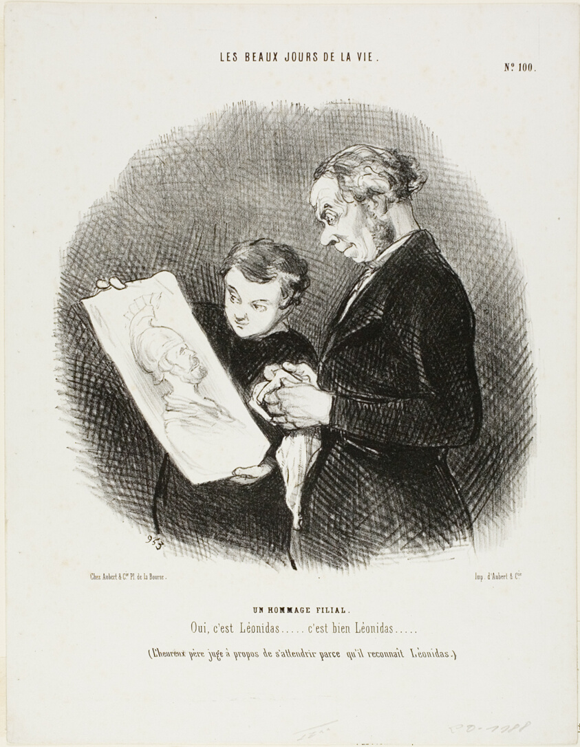 “Yes, it is Leonidas...... No Question, it is Leonidas!” (The happy father deems it appropriate to be moved by recognizing Leonidas), plate 100 from Les Beaux Jours De La Vie
