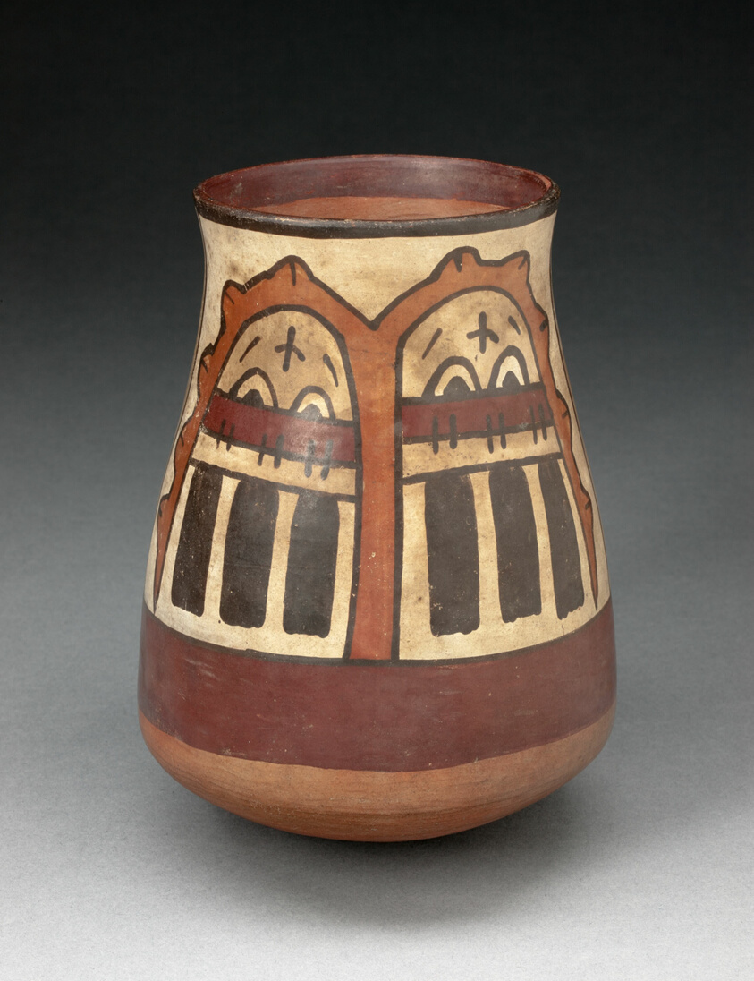 Beaker Depicting Paired Inverted Human Heads, Likely Trophy Heads