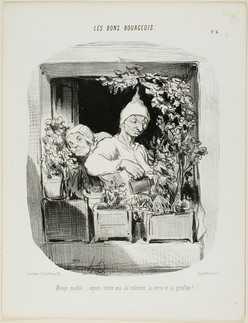 A Model Marriage: For Thirty Years They Have Cultivated Virtue and Carnations, plate six from Les Bons Bourgeois