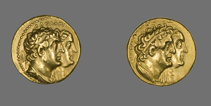 Tetradrachm (Coin) Portraying King Ptolemy II Philadelphos and Queen Arsinoe II