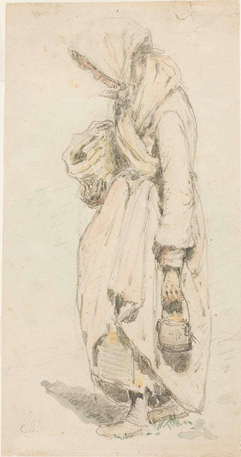 Peasant Woman (recto); Boy with a Fishing Pole (verso)