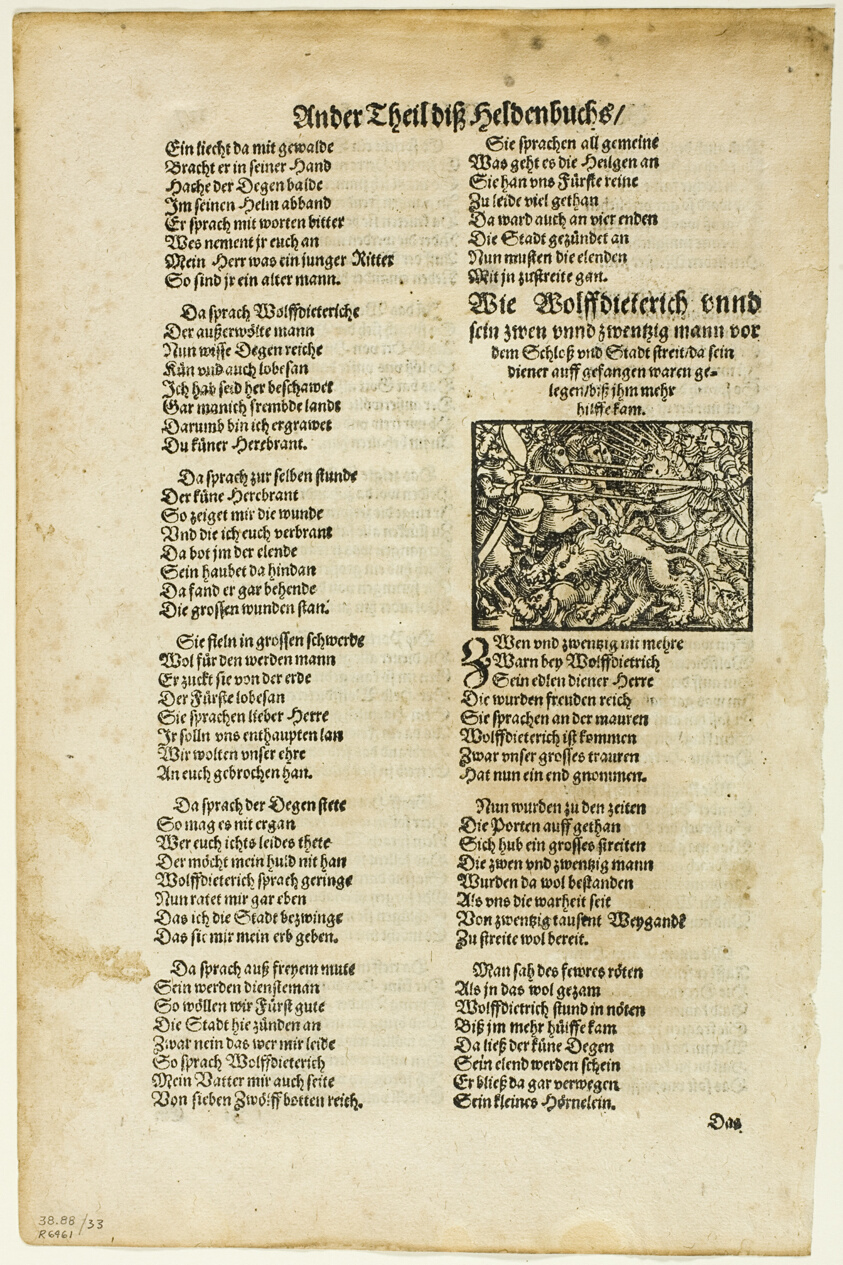Illustration from Das Heldenbuch, plate 33 from Woodcuts from Books of the XVI Century