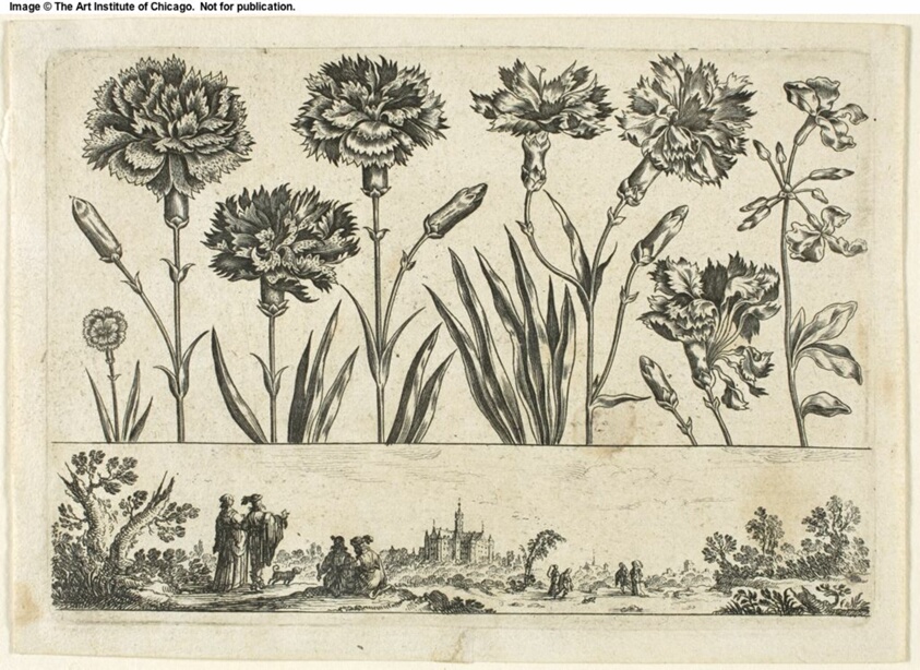 Flowers and Landscape, from Livre Nouveau de Fleurs...