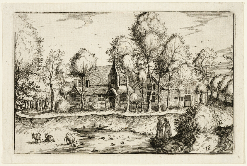 A Pond, plate eighteen after Pictures of Farms, Country Houses and Rustic Villages (Praediorum villarum et rusticarum casularum icones)