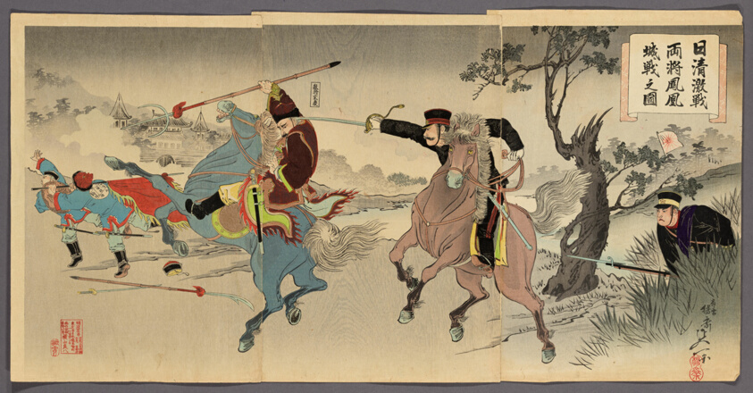 Sino-Japanese War: Two Generals at the Battle of Fenghuangcheng (Nisshin gekisen ryosho Hoojo sen no zu)