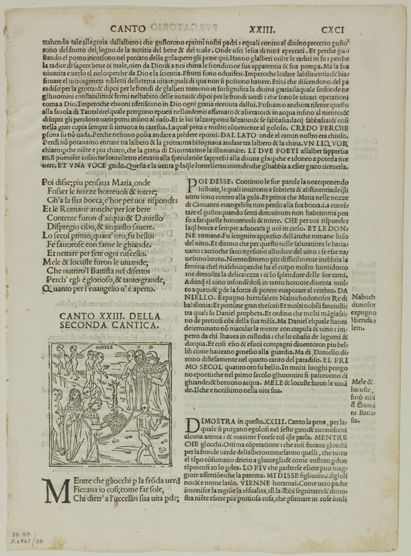 Illustration to Comedia di Danthe Alighieri, Purgatory, Canto XXIII, plate 88 from Woodcuts from Books of the XVI Century