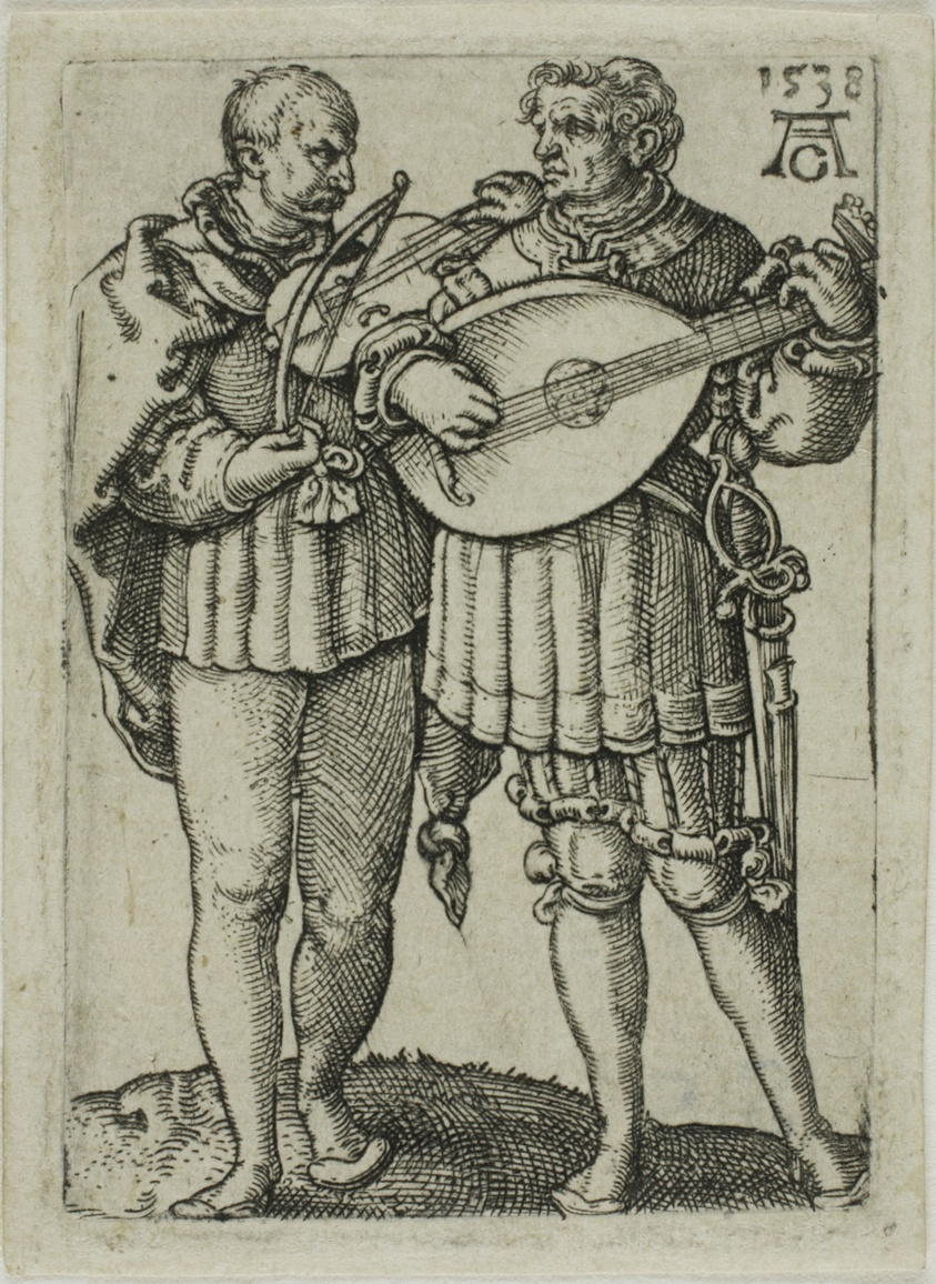 Two Musicians Playing the Violin and the Lute, plate one from the Small Wedding Dancers