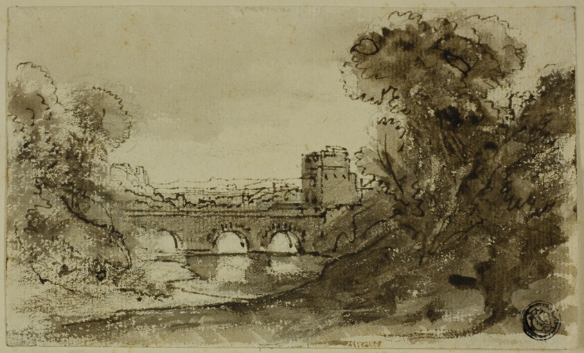 Italianate River Landscape with Bridge with Tower