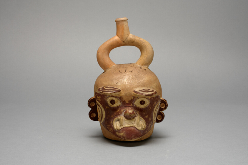 Stirrup Spout Vessel in Form of a Head, Possibly Ai-Apec