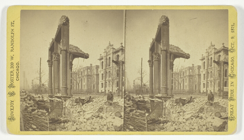 Court House, seen through ruins of Fifth National Bank, No. 13 from the series "Among the Ruins in Chicago"