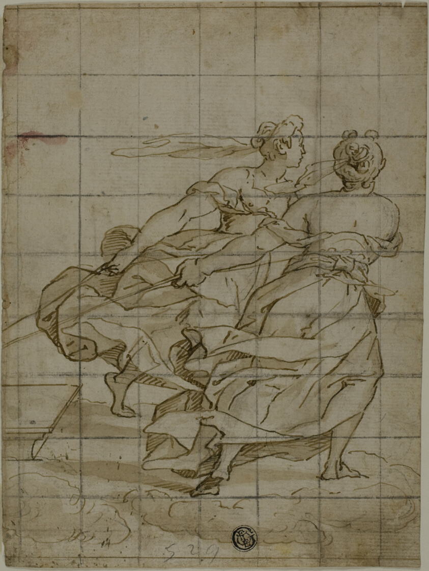 Two Women on Clouds, Pulling a Load