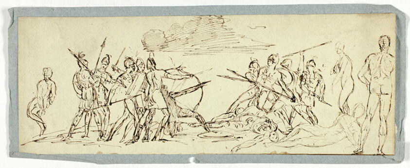 Sketch of Battle Scene (recto); Frigate (verso)