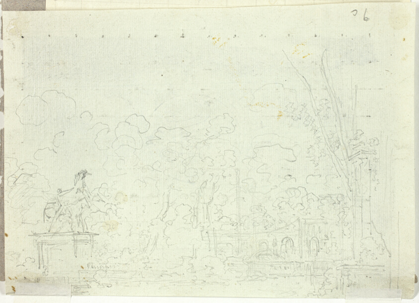 View of the Park at Versailles: Equestrian Statue Among Trees