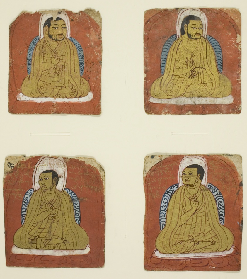 Four Miniature inscribed portraits of four Lamas