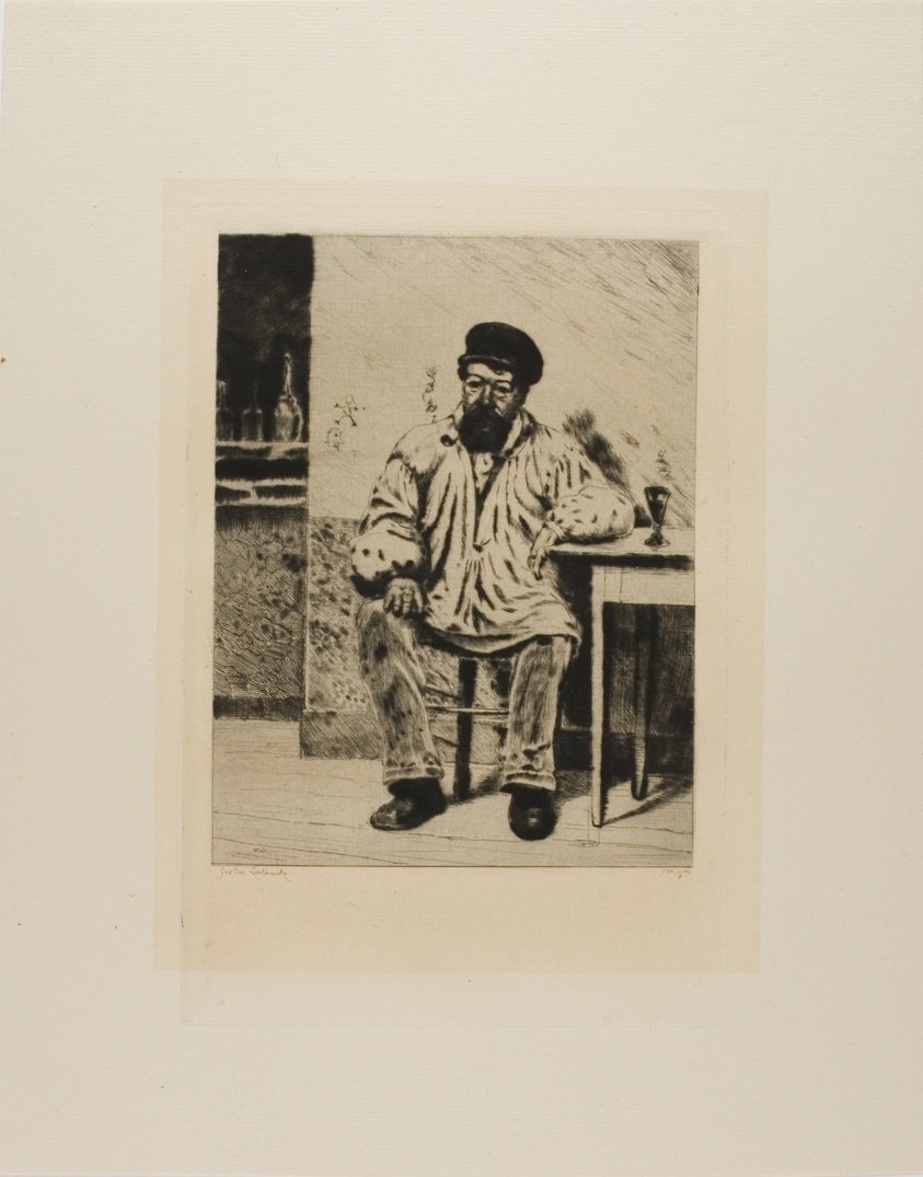 Plate from l'Assommoir (bearded man seated at table)