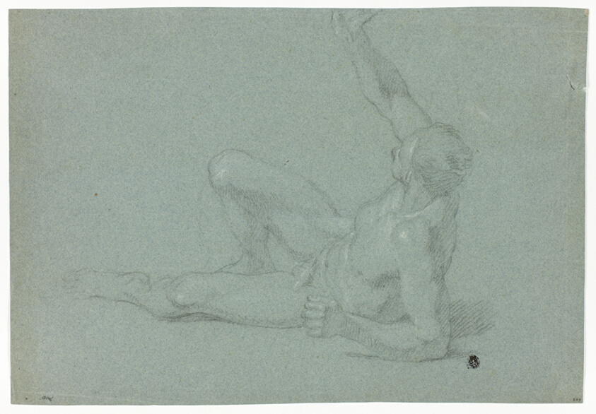 Academic Male Nude in Semi-Reclining Position (recto and verso)